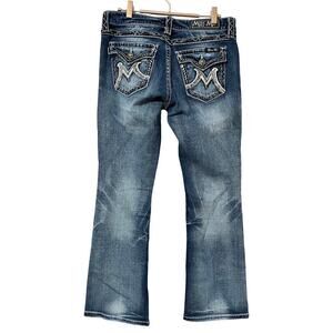 Miss Me Mid Rise Easy Bootcut Jeans Size 28 Blue Medium Wash‎ Faded Embroidered